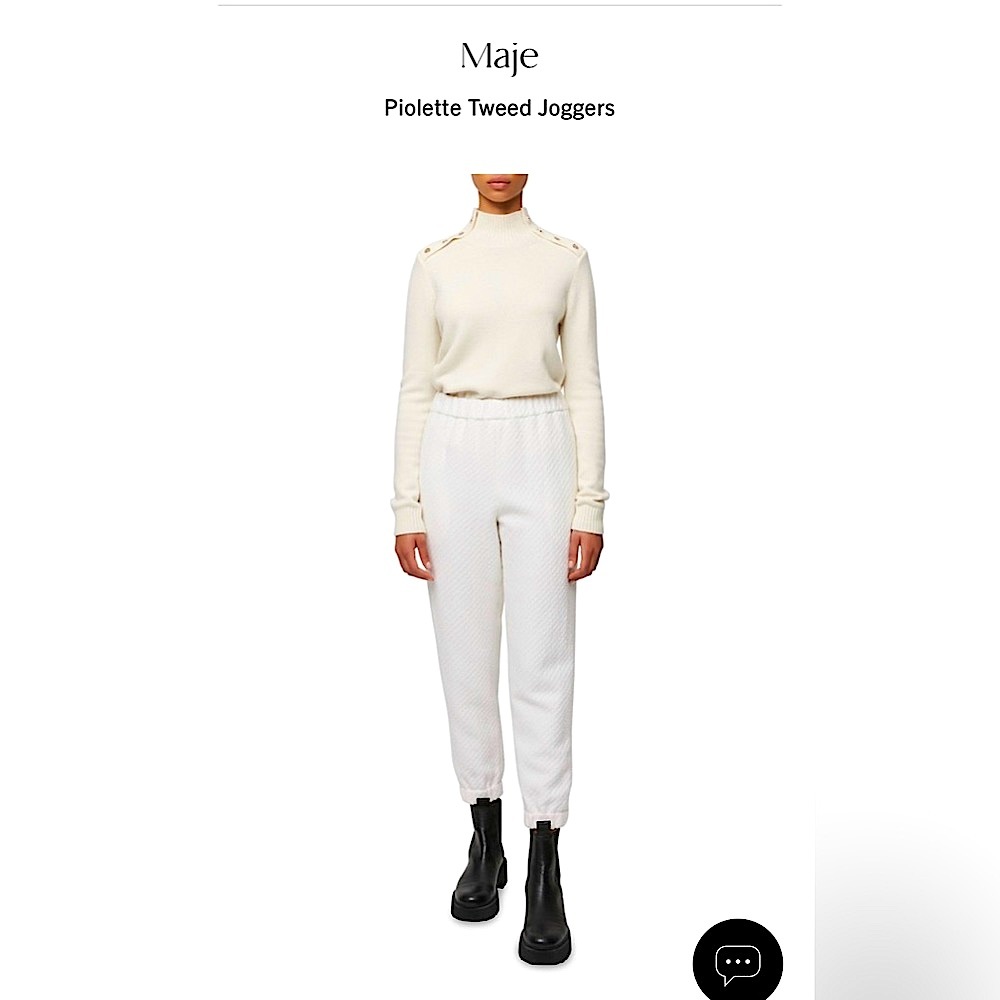 Maje white tweed joggers